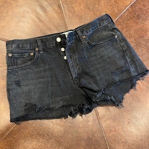 AGOLDE Parker Black Denim Shorts